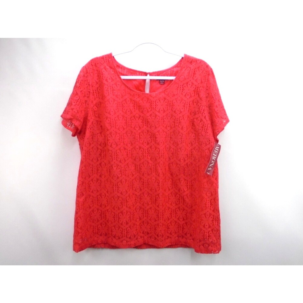 Merona Women’s Blouse Top Plus Size XXL Coral Color Lined Lace Overlay